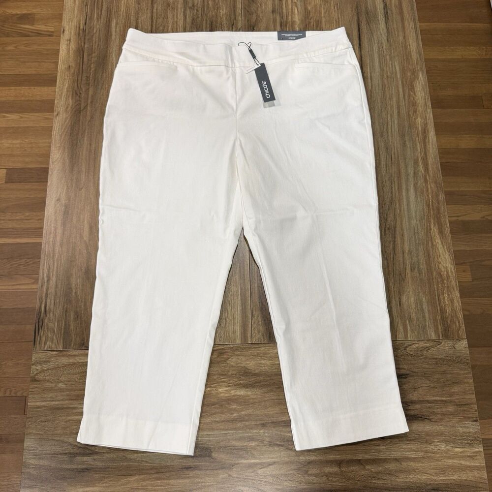 NWT Chico's SZ 3P So Slimming Brigitte White Slim Ankle Pant Basic MSRP $74.50